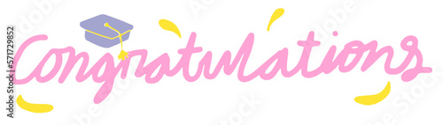 Fun congratulations handwriting typography sticker illustration