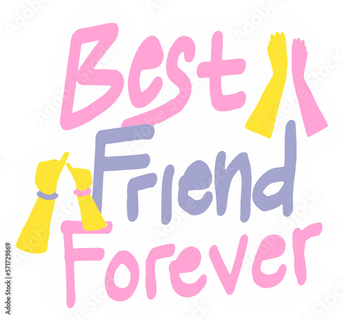 Fun best friend forever handwriting typography sticker illustration