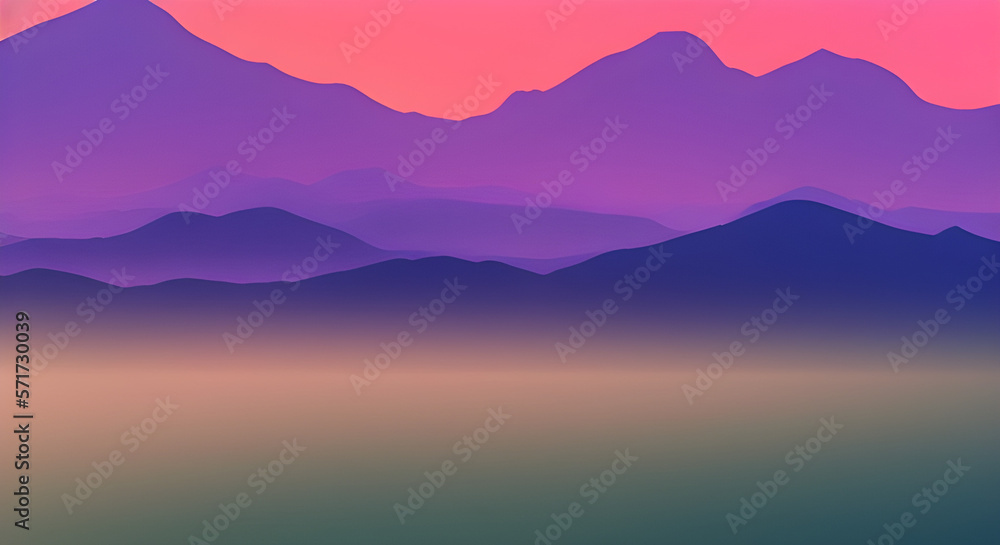 Simple Graphic Mountain Silhouette Landscape #25