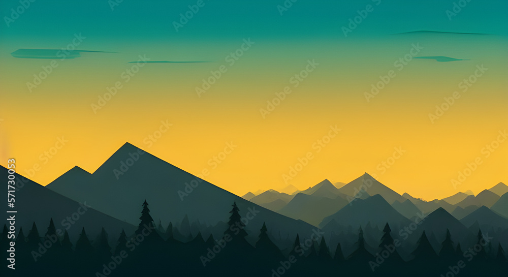 Simple Graphic Mountain Silhouette Landscape #18