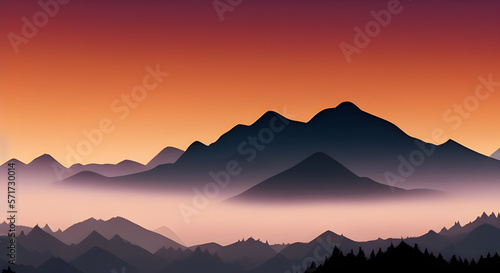 Simple Graphic Mountain Silhouette Landscape  35