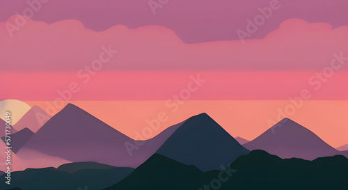 Simple Graphic Mountain Silhouette Landscape  20