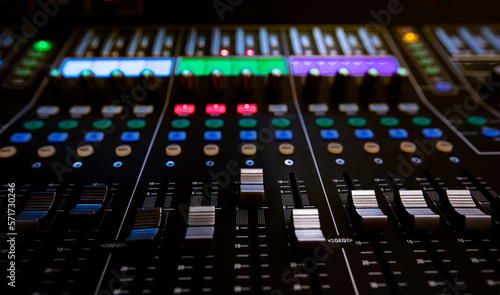 Closeup of sound control panel