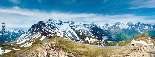 Summer Alps mountain panorama (view from Grossglockner High Alpine Road).
