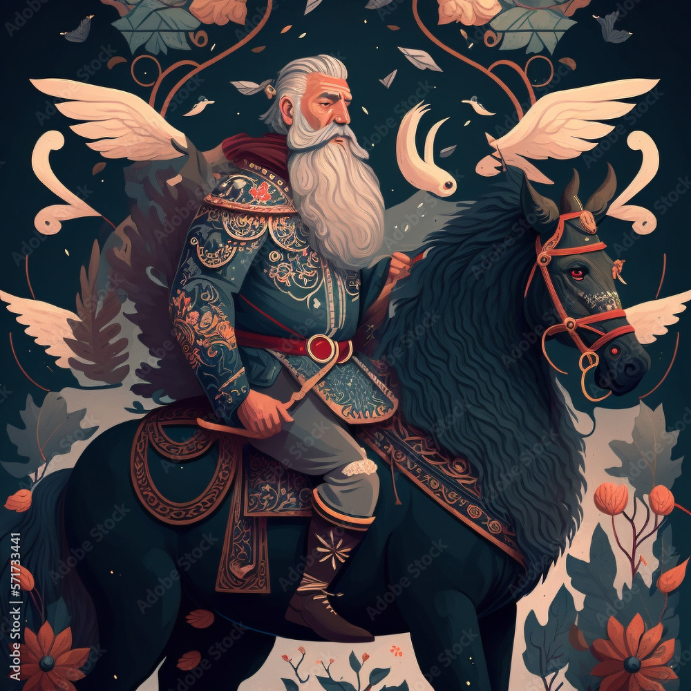 Fototapeta premium illustration of a traditional warrior with sword