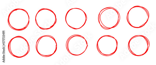 Set of hand drawn scribble circles isolated on white background. Vector