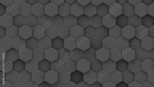 Abstract background from random gray hexagons. Abstract honeycomb background. Lightweight, minimal, hex grid. 3D rendering