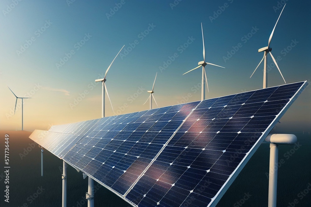 Solar panels and wind turbines for selfsufficient power generat