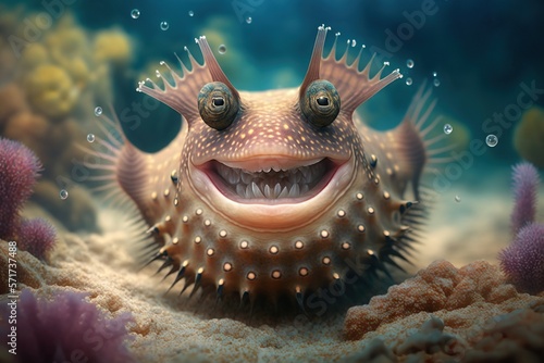 Funny cheerful fish, concept of Playful Joyful, created with Generative AI technology