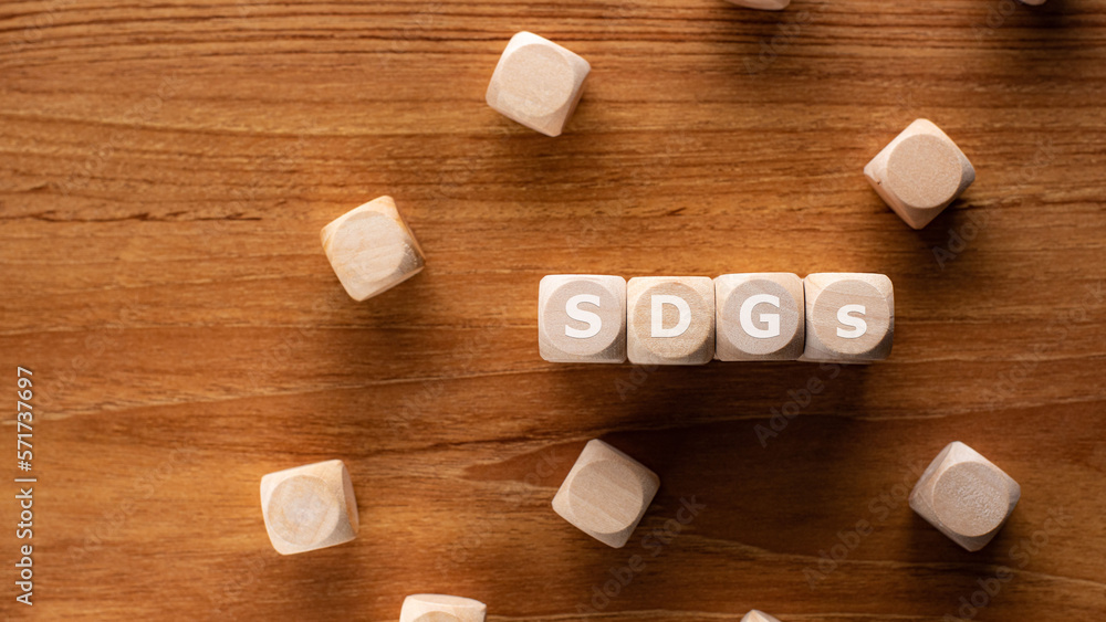 There is wood cubes with the word SDGs. It is an acronym for an eye-catching image. There is wood cubes with the word SDGs. It is an acronym for an eye-catching image.