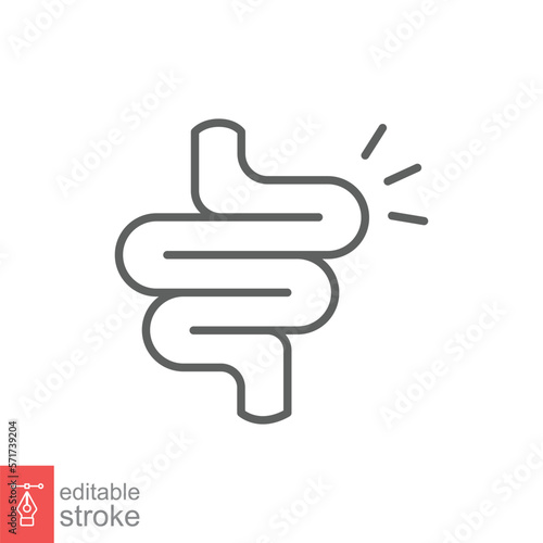 Intestine line icon. Simple outline style. Bowel, healthy stomach, gut constipation concept. Symbol of digestion system. Vector illustration isolated on white background. Editable stroke EPS 10.