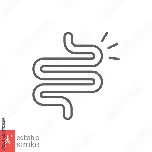 Intestine line icon. Simple outline style. Bowel, healthy stomach, gut constipation concept. Symbol of digestion system. Vector illustration isolated on white background. Editable stroke EPS 10.
