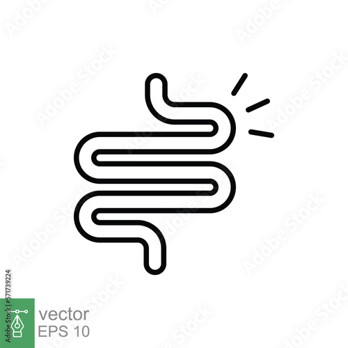 Intestine line icon. Simple outline style. Bowel, healthy stomach, gut constipation concept. Symbol of digestion system. Vector illustration isolated on white background. EPS 10.