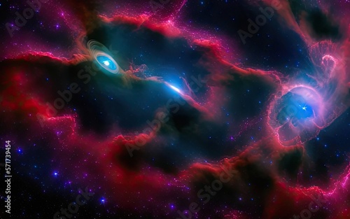 Cosmic nebulae, distant and unexplored space, black hole, galaxies.