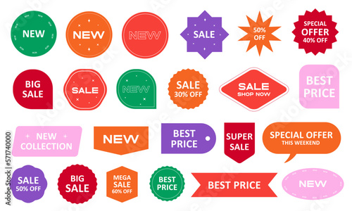 set of sale badges, discount tags, shop promo offer, sales coupon, promotion, special offer, black friday, vector
