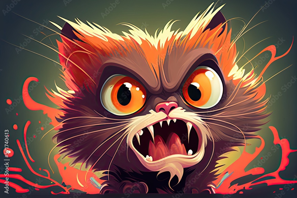 Face of an angry kitten - AI Generated