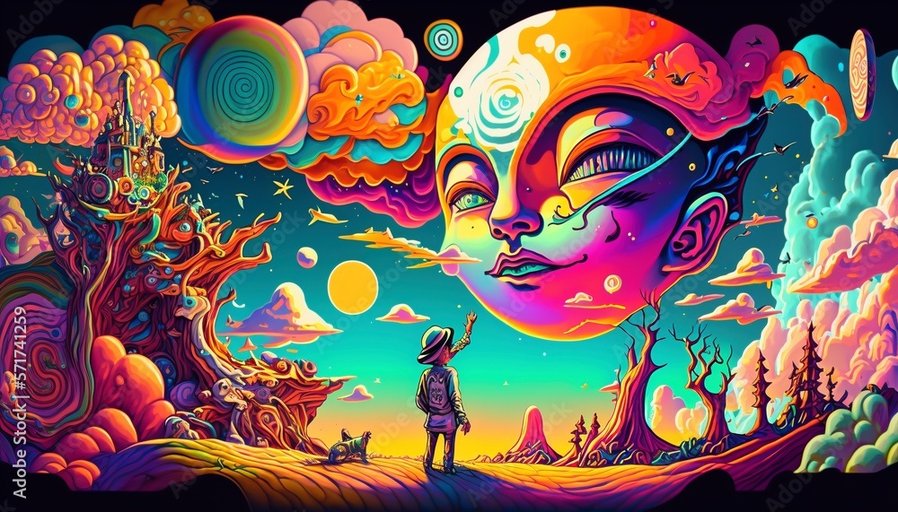 Psychedelic Trip Experience With Unreal Colors