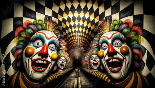Psychedelic Trip With Clown Head Laughing