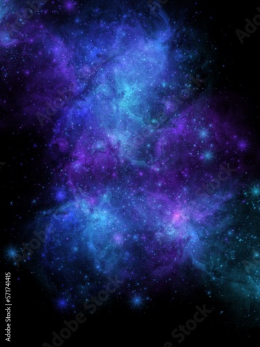 Fototapeta Naklejka Na Ścianę i Meble -  Fantasy Blue Nebula Galaxy Night Space Background