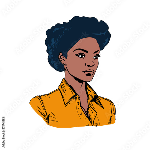 Vector illustration silhouette empowered Afro-descendant woman
