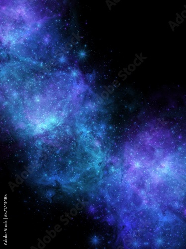Fototapeta Naklejka Na Ścianę i Meble -  Fantasy Blue Nebula Galaxy Night Space Background