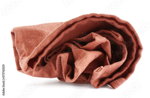 Crumpled color fabric napkin isolated on white