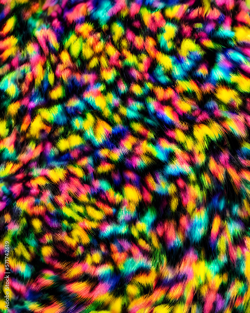 Zoom on Multicolored Furry Texture created with Generative AI Technology
