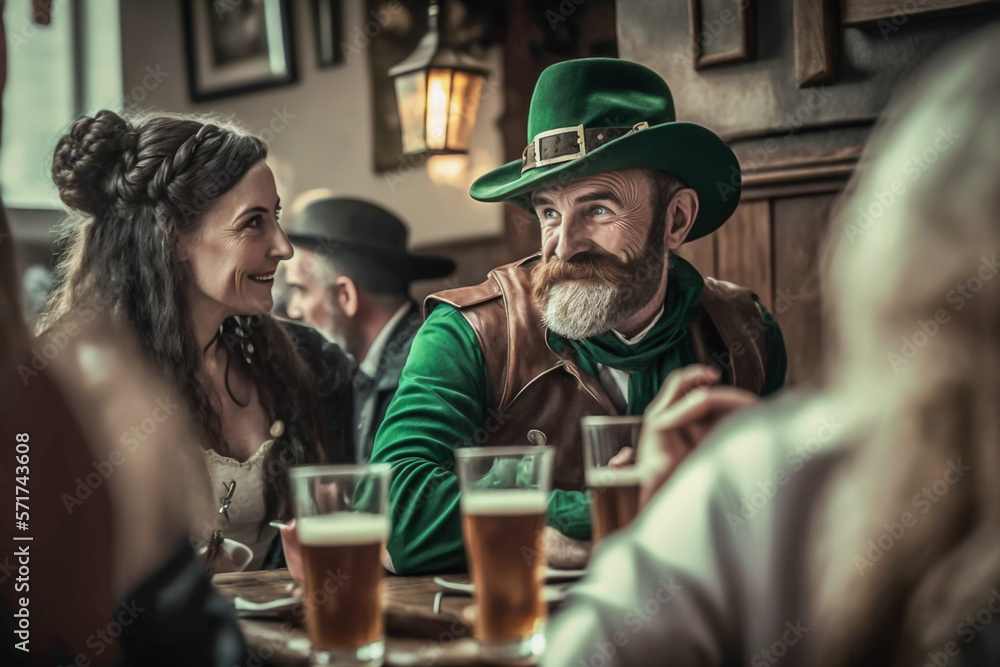 Irish pub St Patricks day people cheerful and smiling. generative ai Irish pub St Patricks day people cheerful and smiling. generative ai