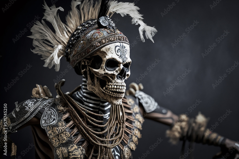 Portrait of Dancing Skeleton man from Simbu tribe in Papua New Guinea. Ai generated art Portrait of Dancing Skeleton man from Simbu tribe in Papua New Guinea. Ai generated art