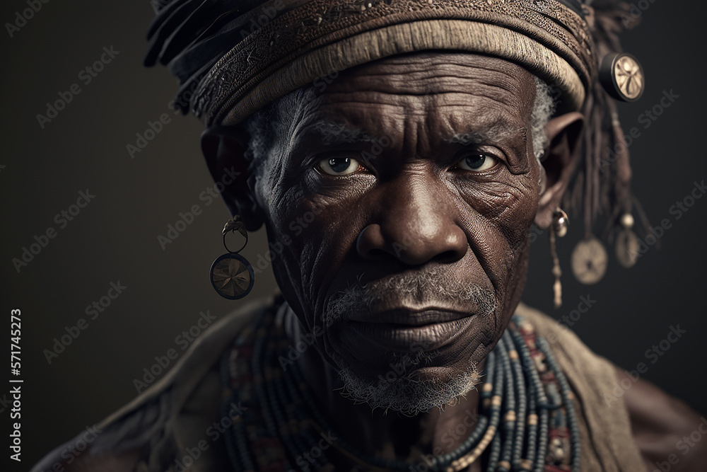Portrait of Dogon tribe man, West Africa. Ai generated art Portrait of Dogon tribe man, West Africa. Ai generated art
