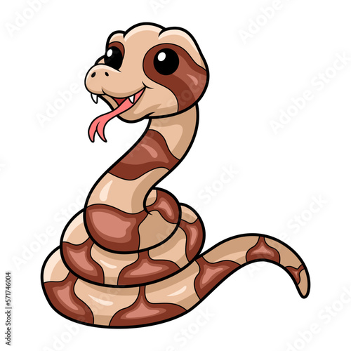Cute happy copperhead snake cartoon