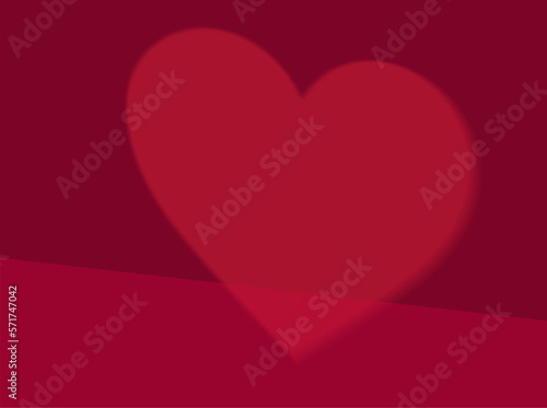 Realistic red studio room with heart shape shadow background. Valentine minimal scene for products showcase  Promotion display. Vector abstract studio room platform design