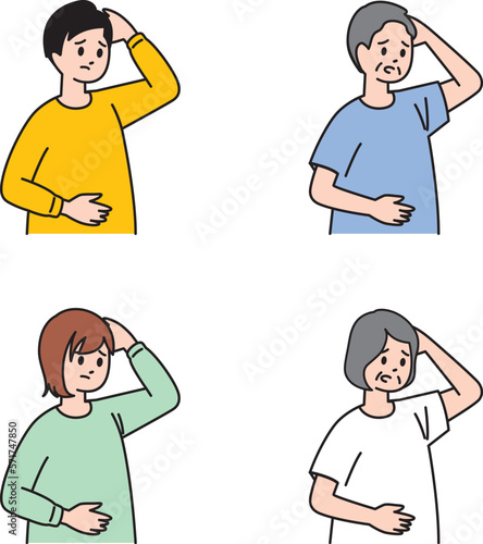肥満に悩む老若男女（Men and women of all ages suffering from obesity）