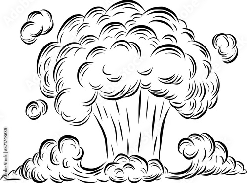 Wallpaper Mural Bomb explosion mushroom cloud by hand drawing.Bomb cloud vector on white background. Torontodigital.ca