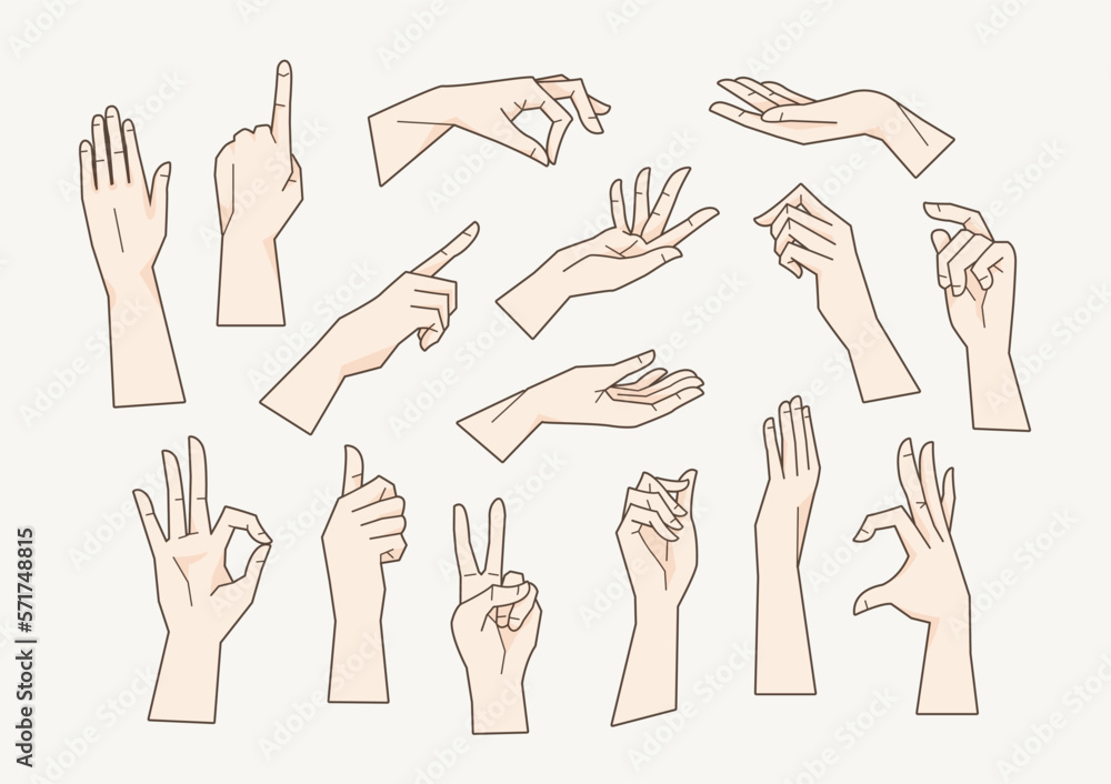 Fototapeta premium 手のイラストセット コミック風
