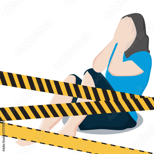 a sad woman, beaten. experiencing violence. crying covering face Child abuse, violence. women's violence. towards kids concept design. vector illustration
