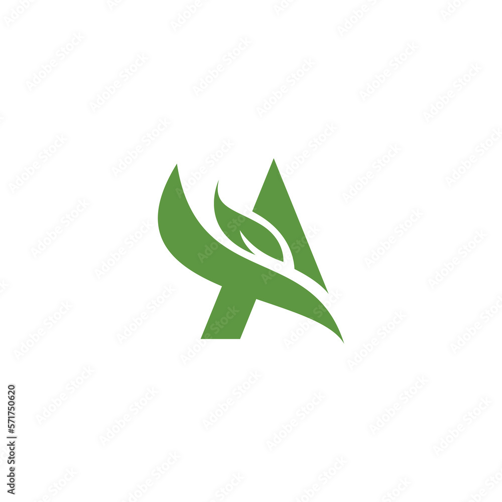Green eco Letter A Logo Template Design