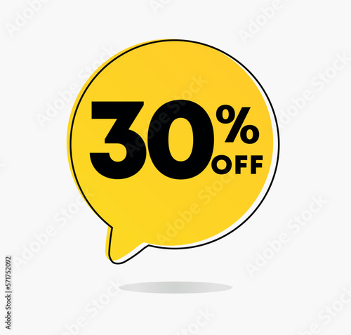 30% off. Price discount icon. Special offer, promotion, sales tag. Vector illustration