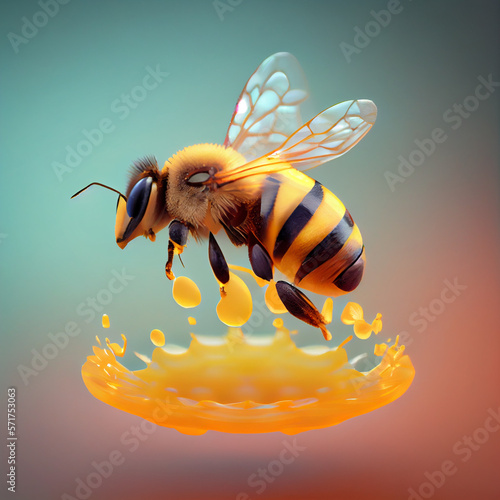 Honey bee, insect bee, animal bee, bee collect nectar and honey, beehive, flying bee, honeycomb, bee generative ai