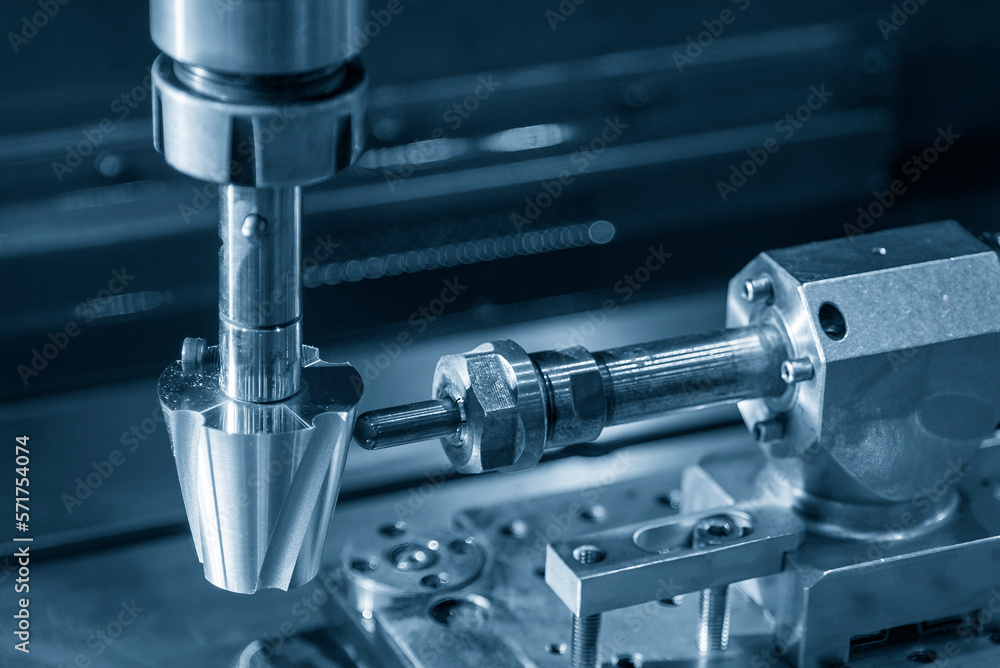 Close up operation of the sinker EDM machine. Close up operation of the sinker EDM machine.