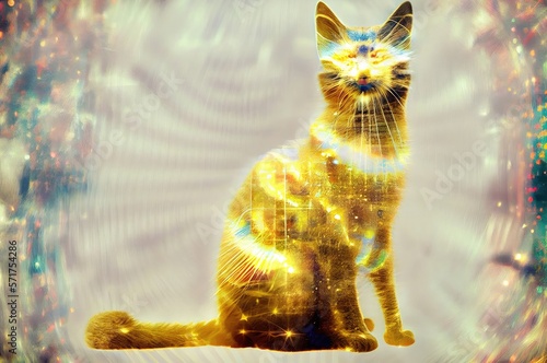 Gold Dance Music Cat Generative AI photo