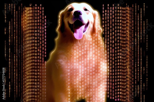 Super Happpy Digital Music Dog Generative AI photo