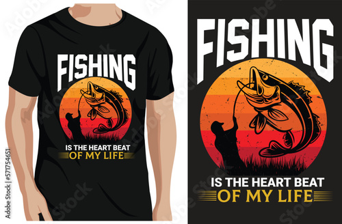 fishing is the heartbeat of my life, fishing t-shirt, and template vector