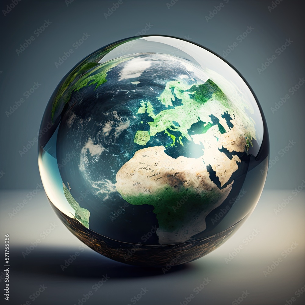 Illustration of a glass earth globe - Created with generative ai Technology 