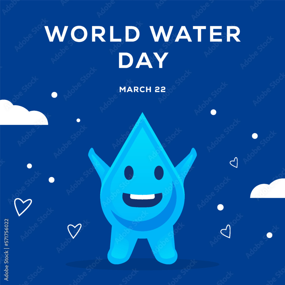 flat world water day with happy water character illustration