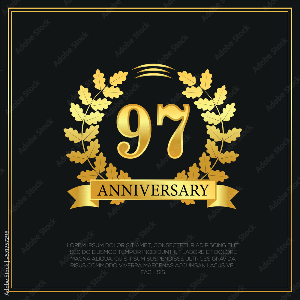 97 year anniversary celebration logo gold color design on black background abstract illustration 97 year anniversary celebration logo gold color design on black background abstract illustration