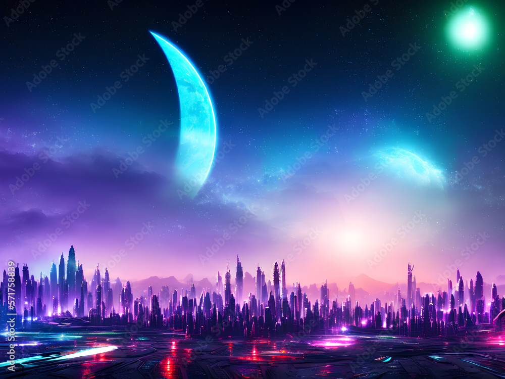 Naklejka premium Alien planet Fantasy sci fi background series 24 of 155