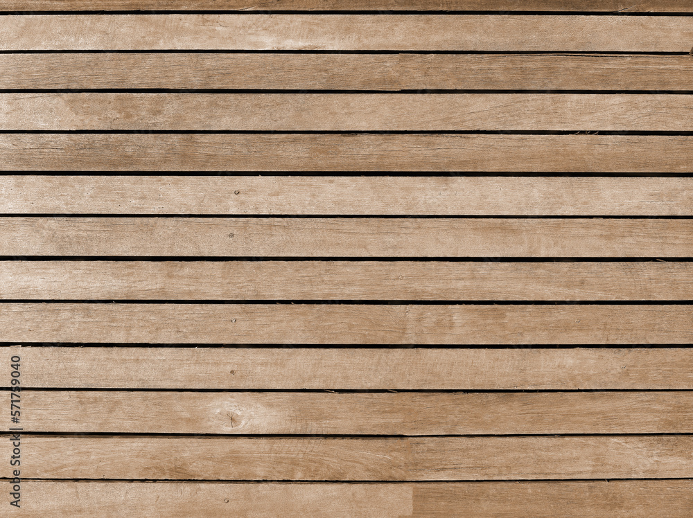 Obraz premium Background of wooden slats, paneling, natural wood lath line, arrange pattern texture, natural color, horizontal strip, hardwood, wallpaper with copy space