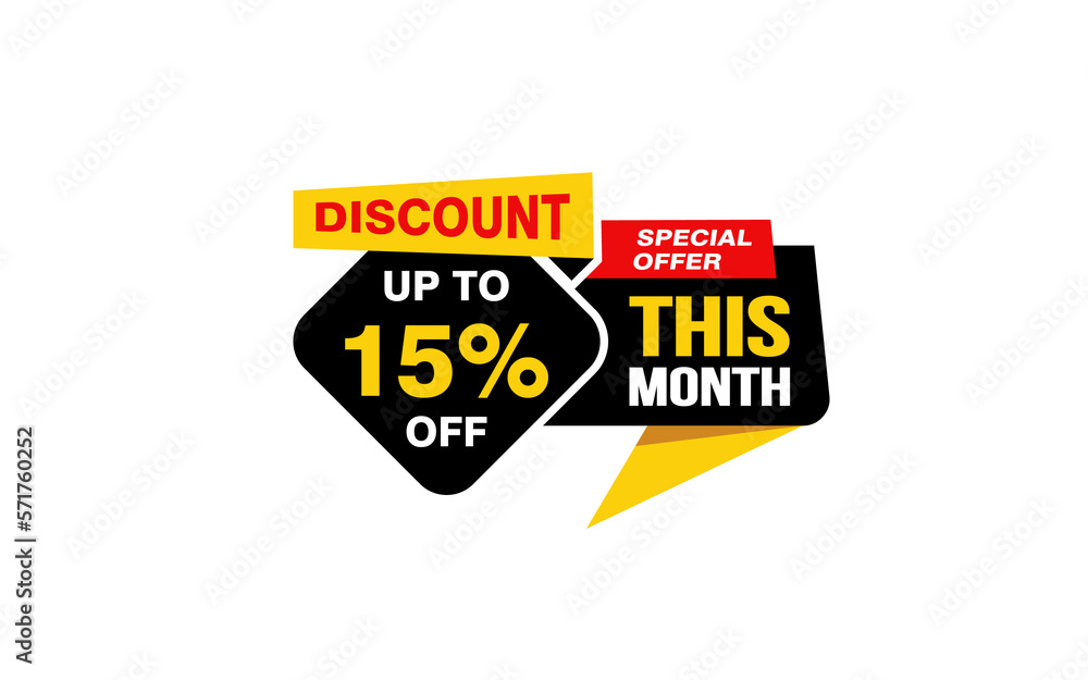 15 Percent THIS MONTH offer, clearance, promotion banner layout with sticker style.
15 Percent THIS MONTH offer, clearance, promotion banner layout with sticker style.