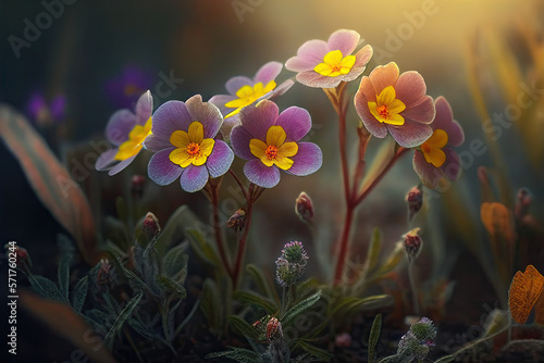 Evening Primrose Flowers  Illustration  Generative AI